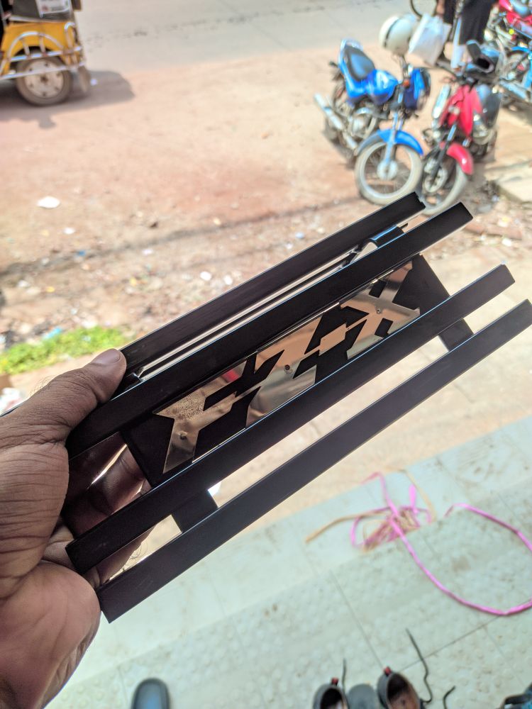 Yamaha FZX Silencer Cover Silencer Guard Silencer Protector Black Metal Box khacha with SS Monogram. 