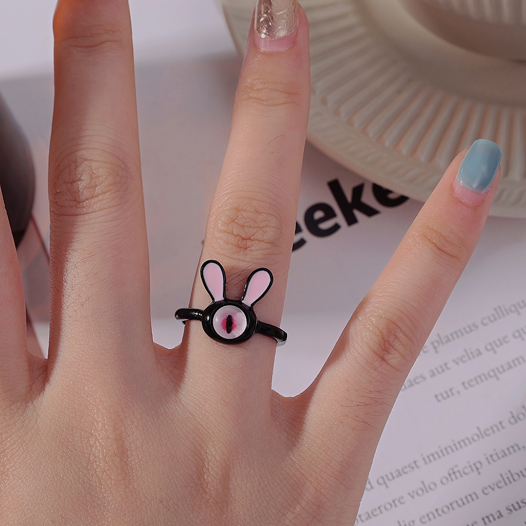 Korean Cute Cat Rabbit Ring Women Funny Cartoon Couple Rings Adjustable Opening Ring Fashion Jewelry