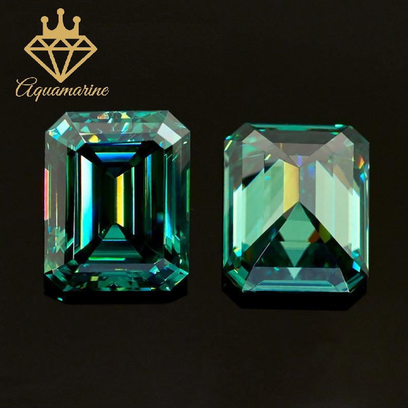 Kim cương nhân tạo Moissanite giác cắt Emerald màu xanh lá
