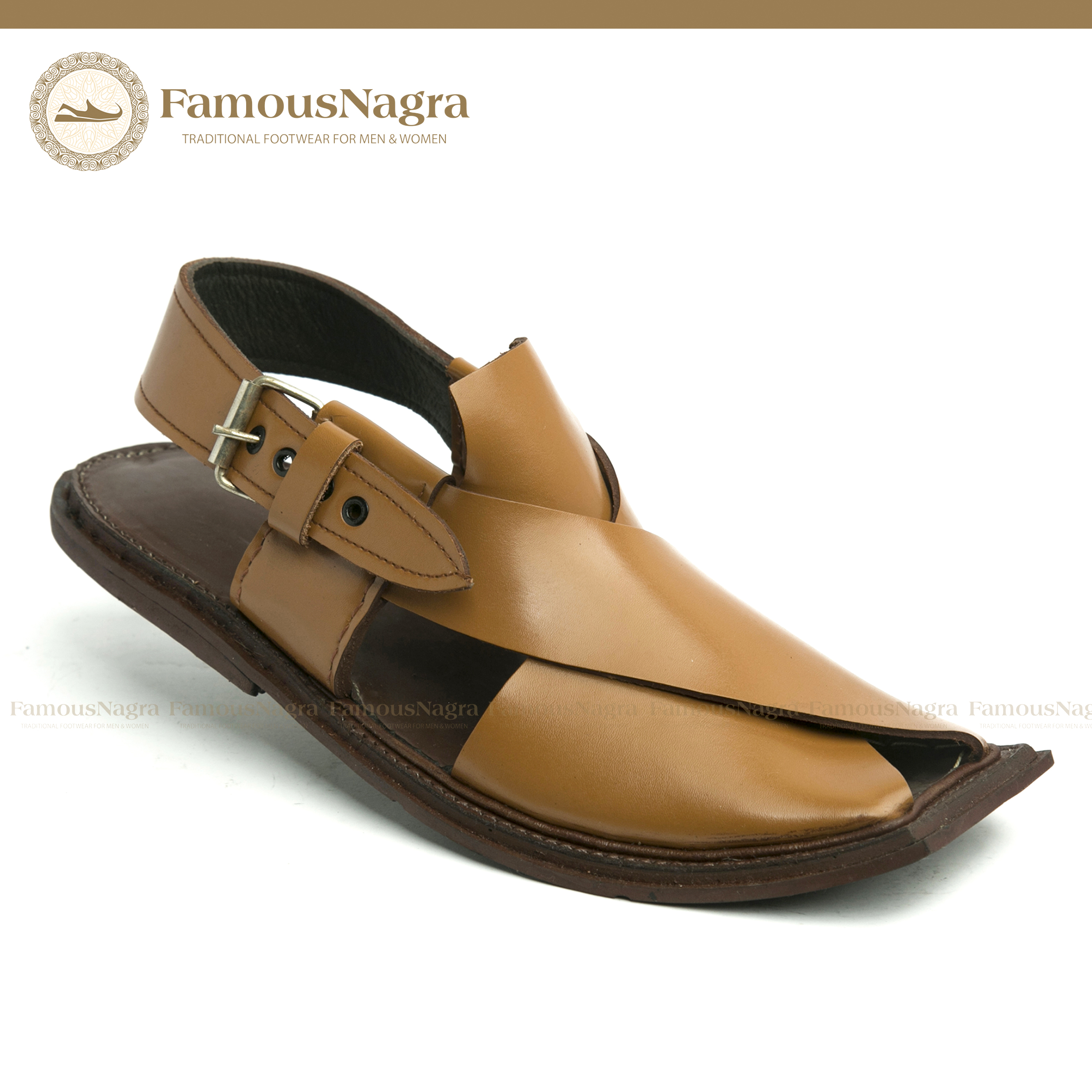 Peshawari Chappal / Sandal – Gents – Genuine Leather – Camel Brown ...