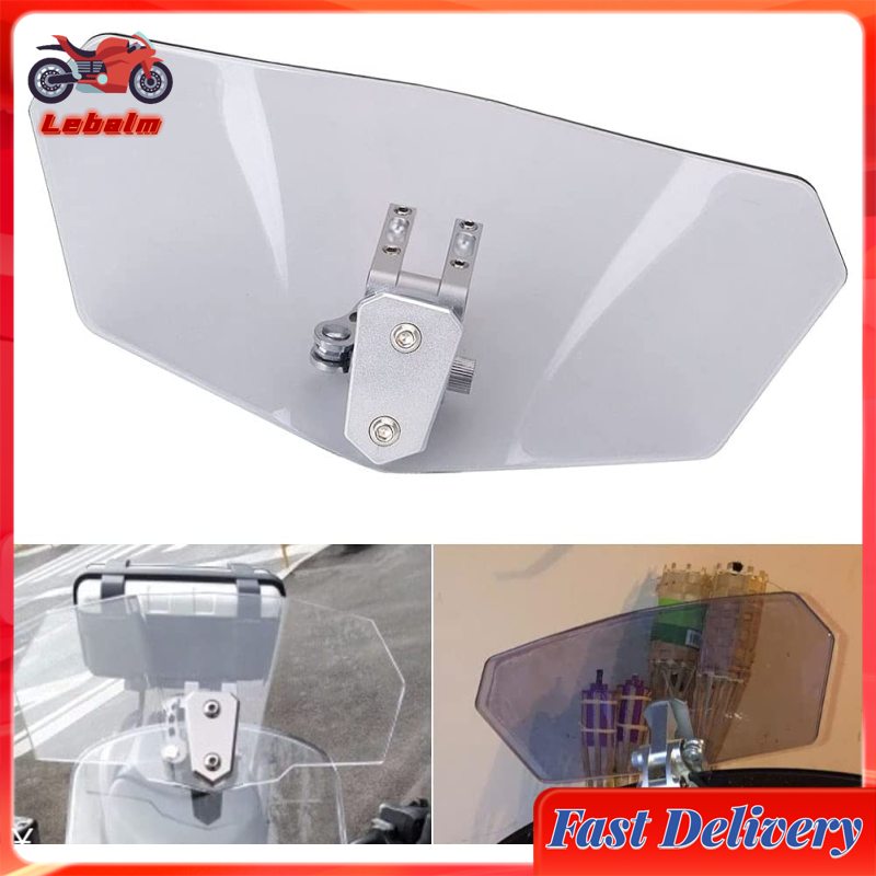 Lebalm【ready stock】Universal Motorcycle Windshield Extension Heightened Airflow Adjustable Windscreen Wind Deflector With Bracket