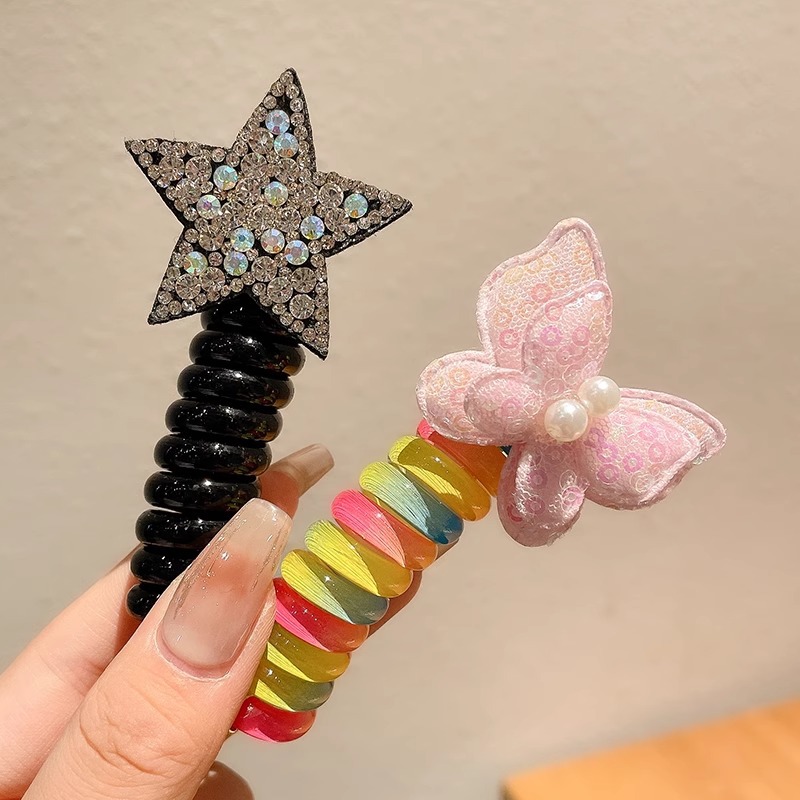 Rainbow Flower/Star High Elastic Spiral Hair Band