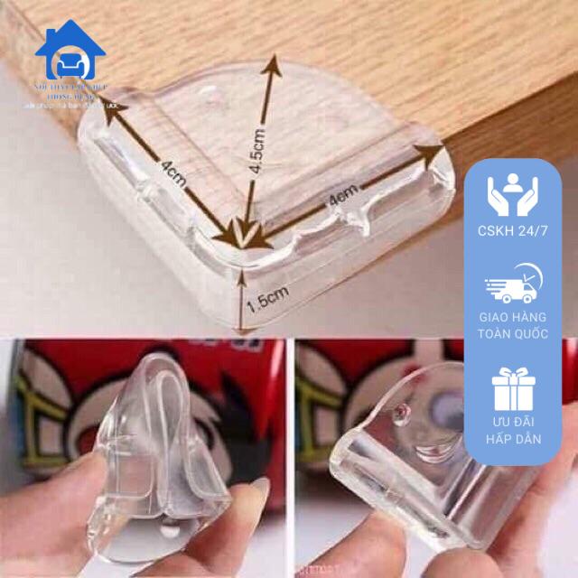 Sét 4 Miếng Bịt Góc Bàn Bọc Góc Bàn Bo Tròn Bọc Cạnh Bàn Hình Vuông trong suốt