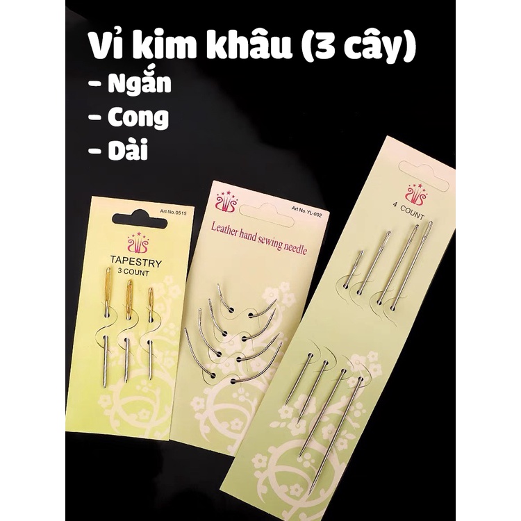 Vỉ kim khâu len chỉ nhiều size tiện dụng
