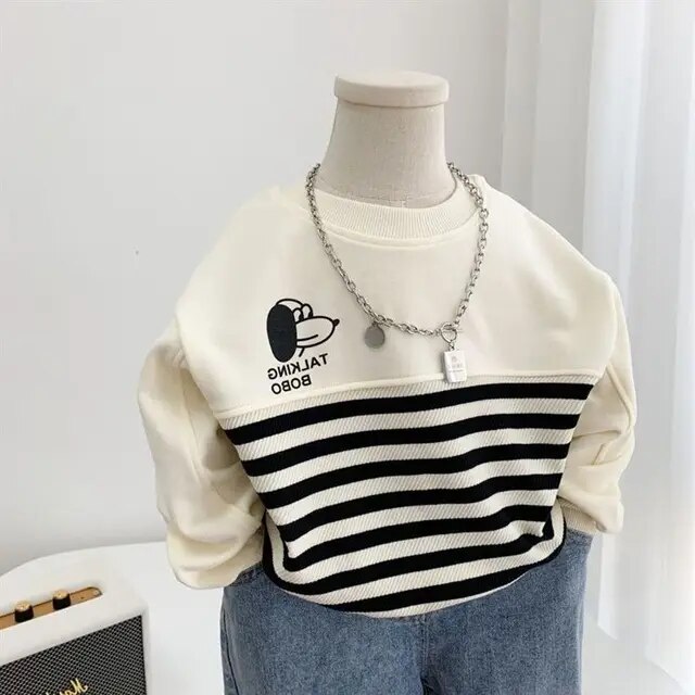 Spring Autumn Sweater Streetwear Boy Korea Fashion New 2023 Printing Long Sleeve Top Children Clothing Casual Clothes Tide Sport