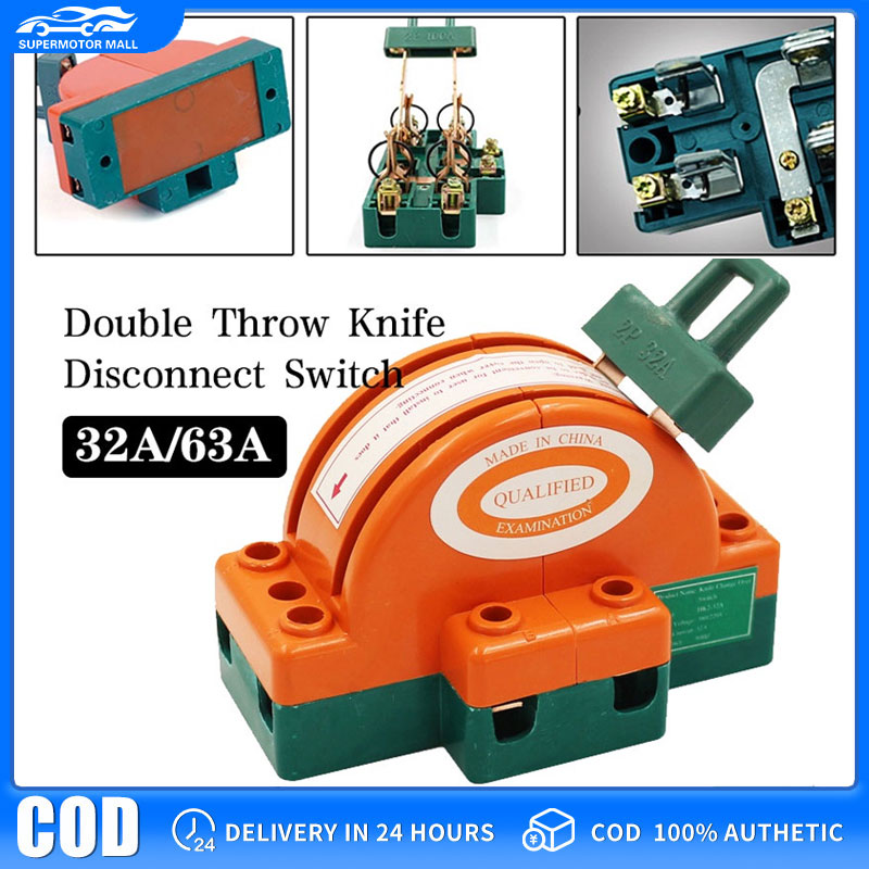 【COD/Original】63A 2 Pole Double Throw Changeover Knife Switch Blade