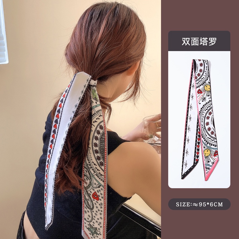 Dây buộc tóc ruy băng dài bằng lụa satin thời trang