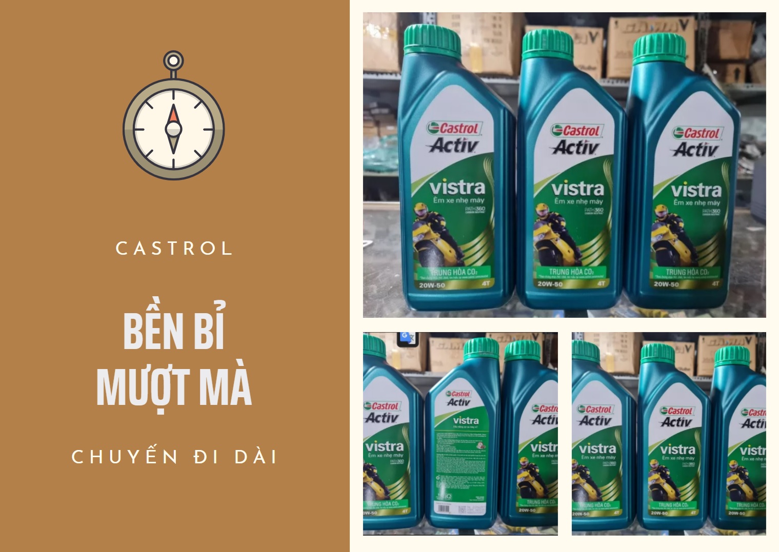 [HCM]Nhớt Castrol Activ Vistra 20W50, 1 lít