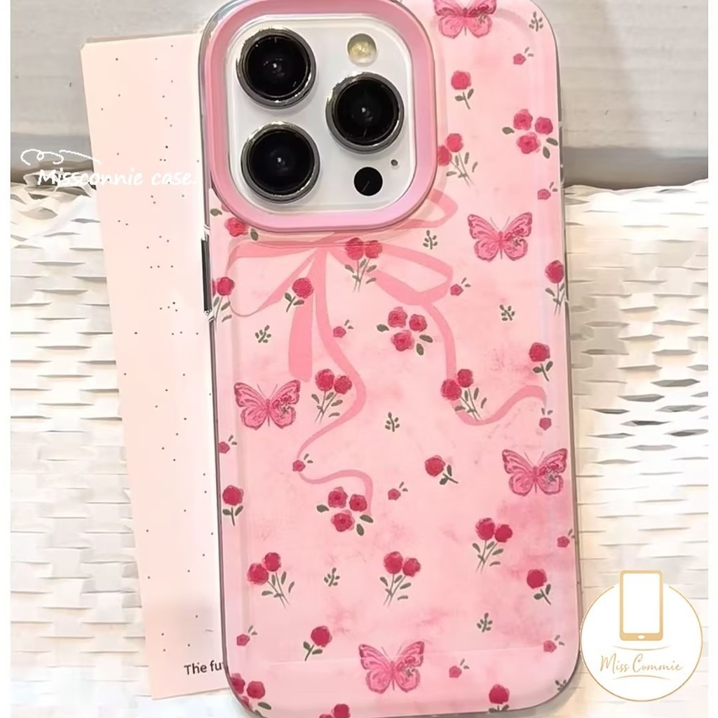 For Realme C55 C20A C25Y C3 C53 C51 C25 C67 C20 5s Note 50 C33 C35 11 5i 5 9i 7 C15 C17 C11 C21Y C25s C30 C21 C12 C31 Narzo 20 50 Cartoon Pink Bow Flower Butterfly Luxury Cover. 