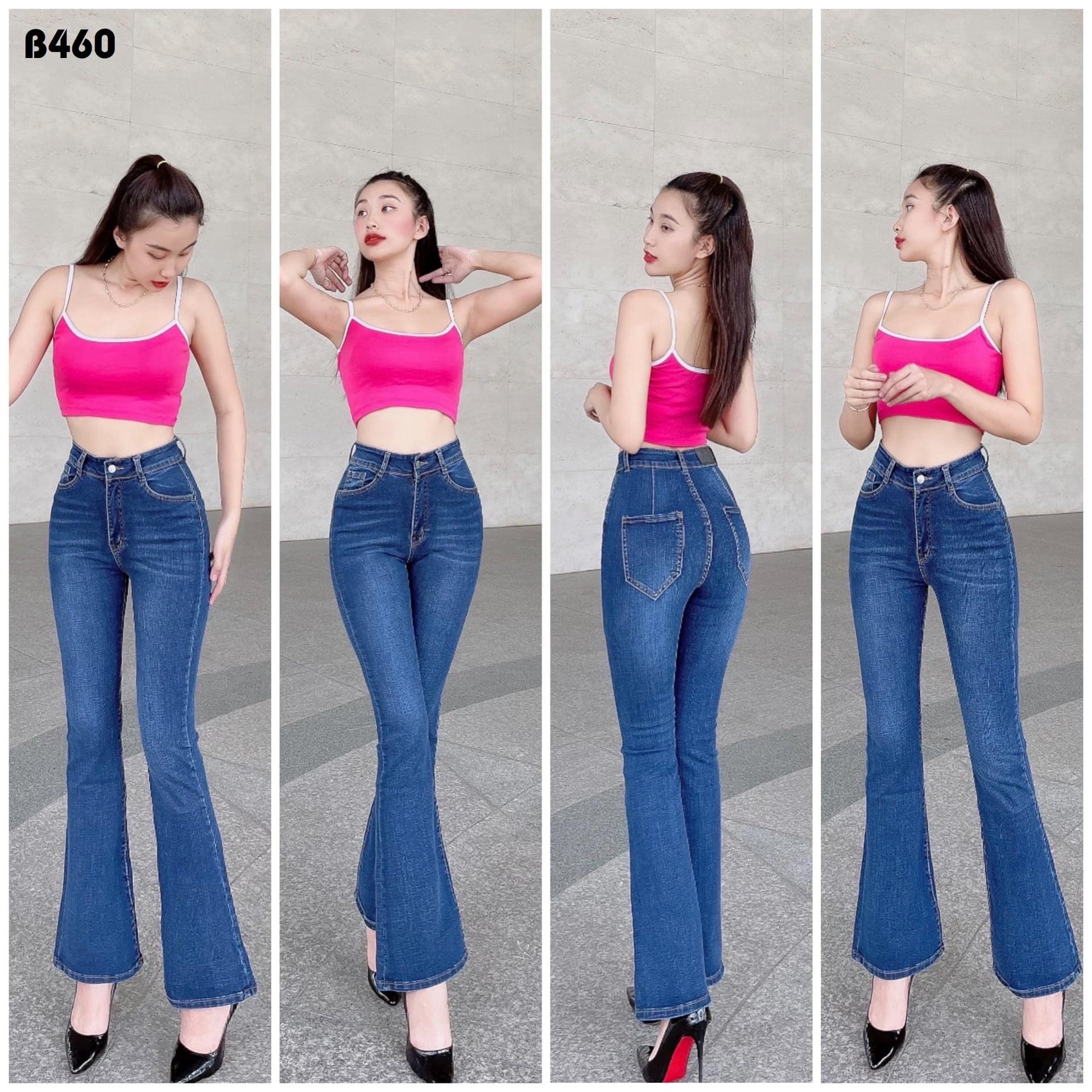 QUẦN JEANS ỐNG LOE TRẮNG CAO CẤP QUẦN LOE NỮ ỐNG BASS CO GIÃN TỐT