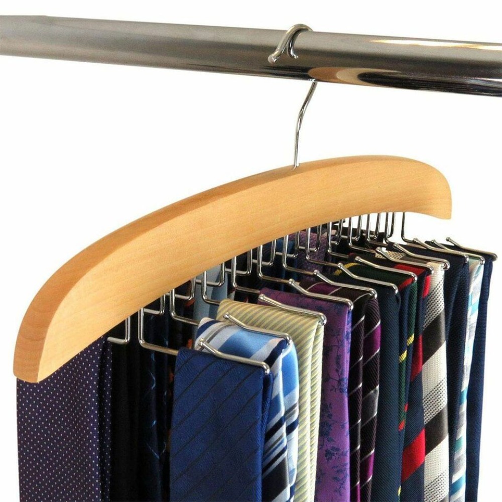 CHARDRUSHRU Multi-Function Rack Organizer with 24 Hooks Save Much Space Necktie Tie Hanger Belt Holder