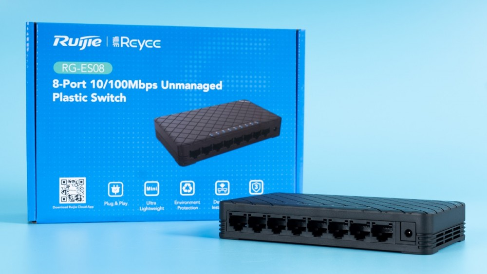 Thiết bị mạng HUB -SWITCH Ruijie RG-ES08G ( 8-Port Gigabit unmanaged Switch, 8 Gigabit RJ45 Ports )