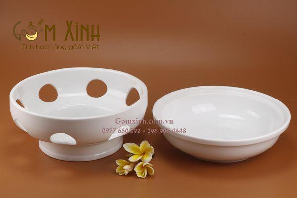 Bếp hâm nóng thức ăn bằng nến (bát sứ Bát Tràng)