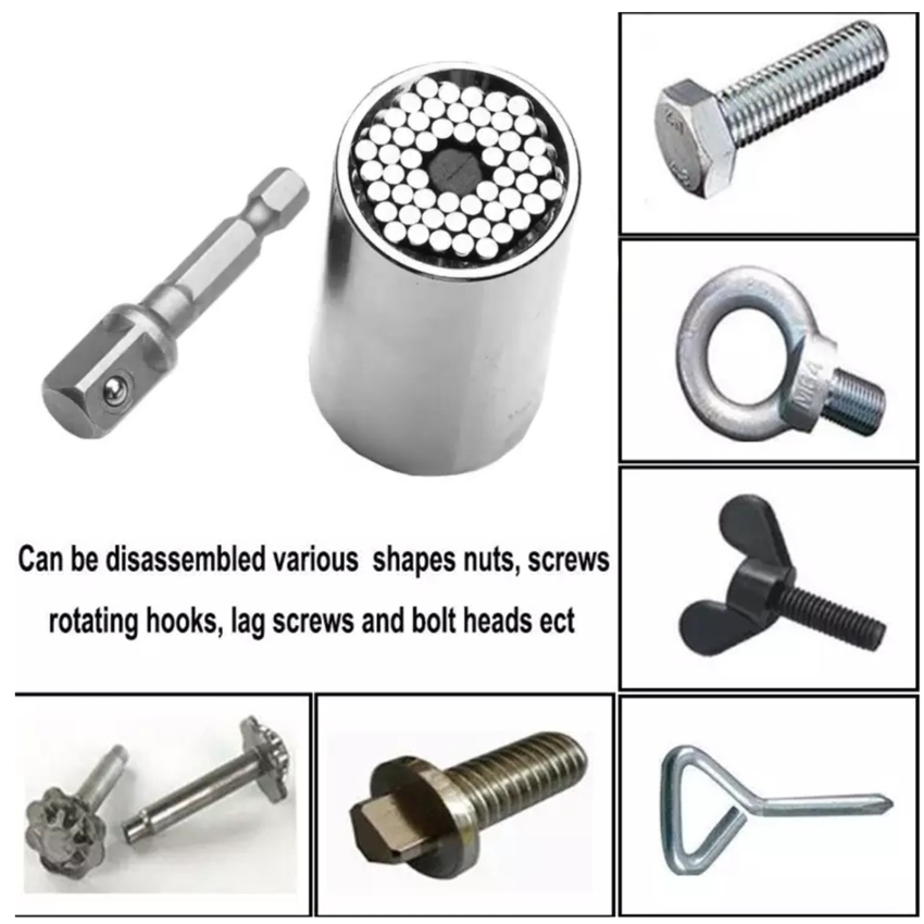 Universal Torque Wrench Spanner Grip Multi Function Ratchet Socket Sleeve 7-19mm Power Drill Ratchet Bushing Spanner Key Adapter Hand Tools