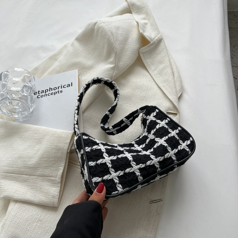 Movi Katie women's shoulder bag crossbody bag handbag women's bag Korean style plaid bag women's fashion hand shoulder bag texture commuter handbag small square bag