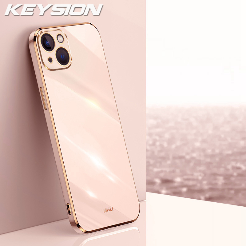 Keysion luxury plating case for iphone 15 pro max 15 plus soft tpu silicone square shockproof phone cover for iphone 14 13 12 11