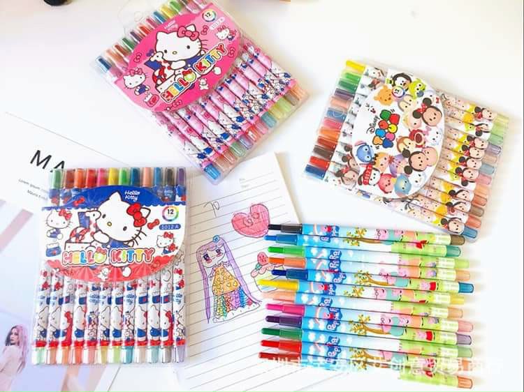 Sáp Vặn 12 Màu Dài Rolling Crayon 12 Màu (2525-12) ( Bé Trai, Bé Gái )