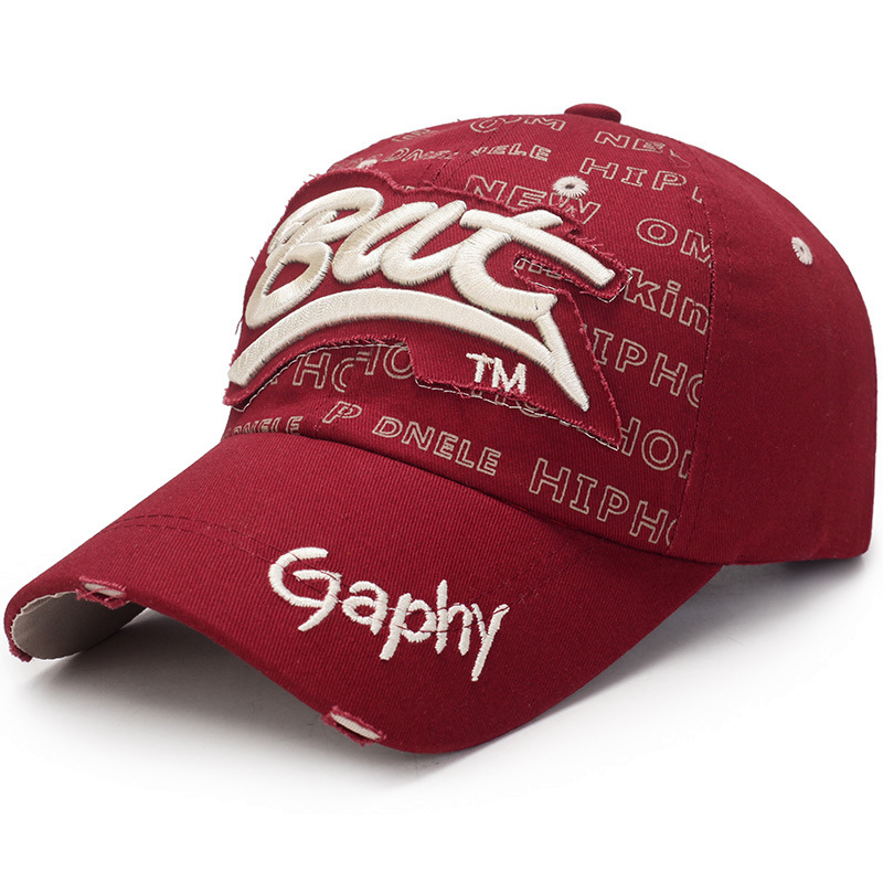 【LuckyBabyFans Store】2019 New Washed Broken Hole BAT Cap Outdoor Baseball Caps For Men Women Snapback Caps Sun Bone Garros.