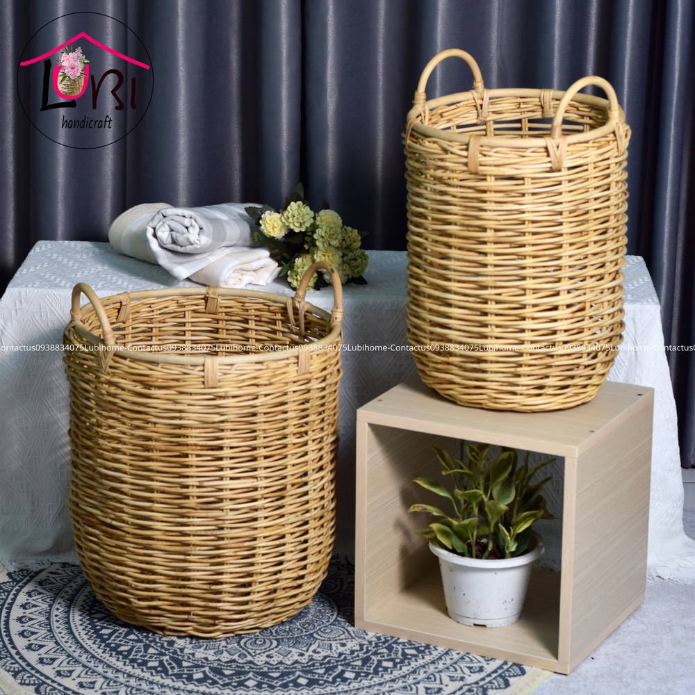 [Lubi Home] - Round rattan basket, set of 2