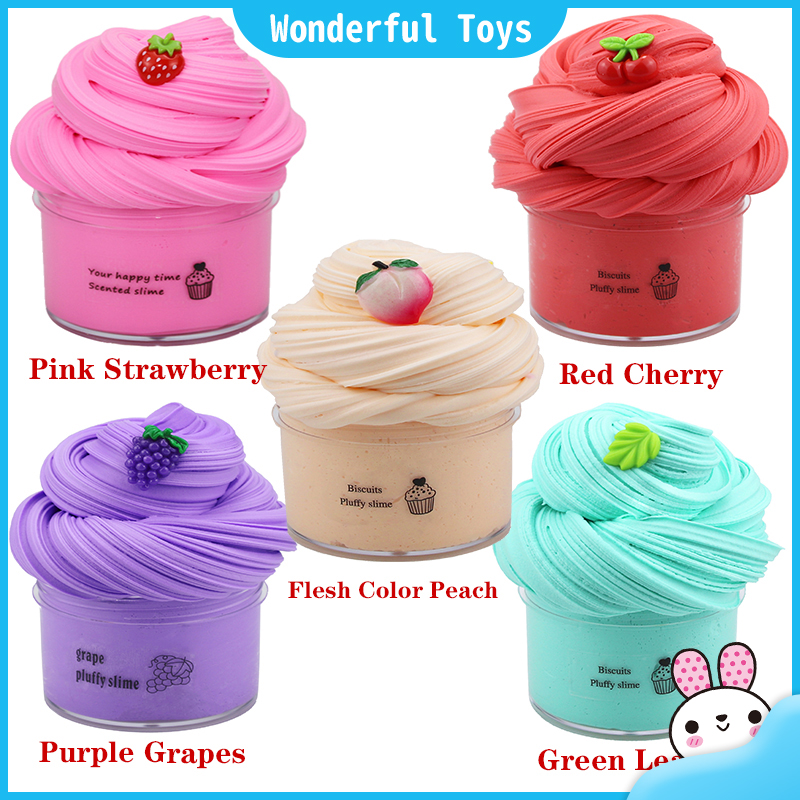 【Ready Stock】70ml Fruit Cake Slime Kit Fluffy Floam Kids Modeling Slime ...