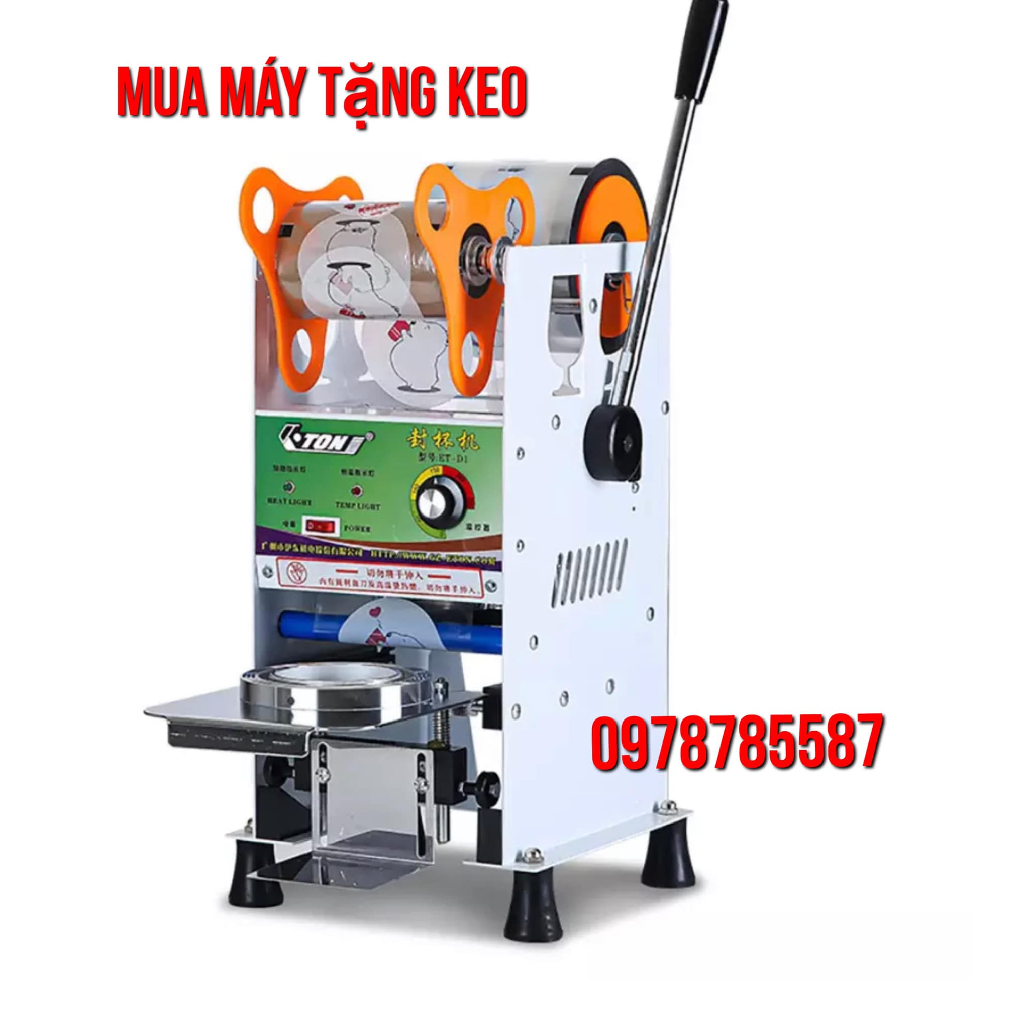 Tặng keo 1500 ly + Máy dán miệng ly 500ml-700ml ETON-D1-D7