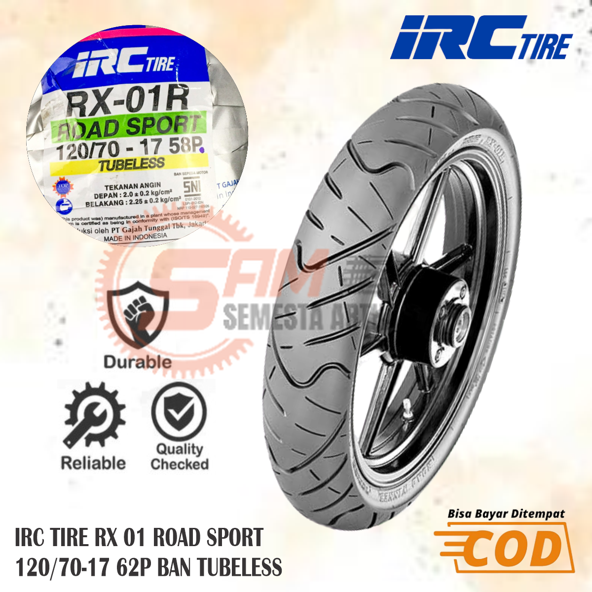 Ban Luar IRC Tire 120/70 Ring 17 RX01 Rear Road Winner Tubeless