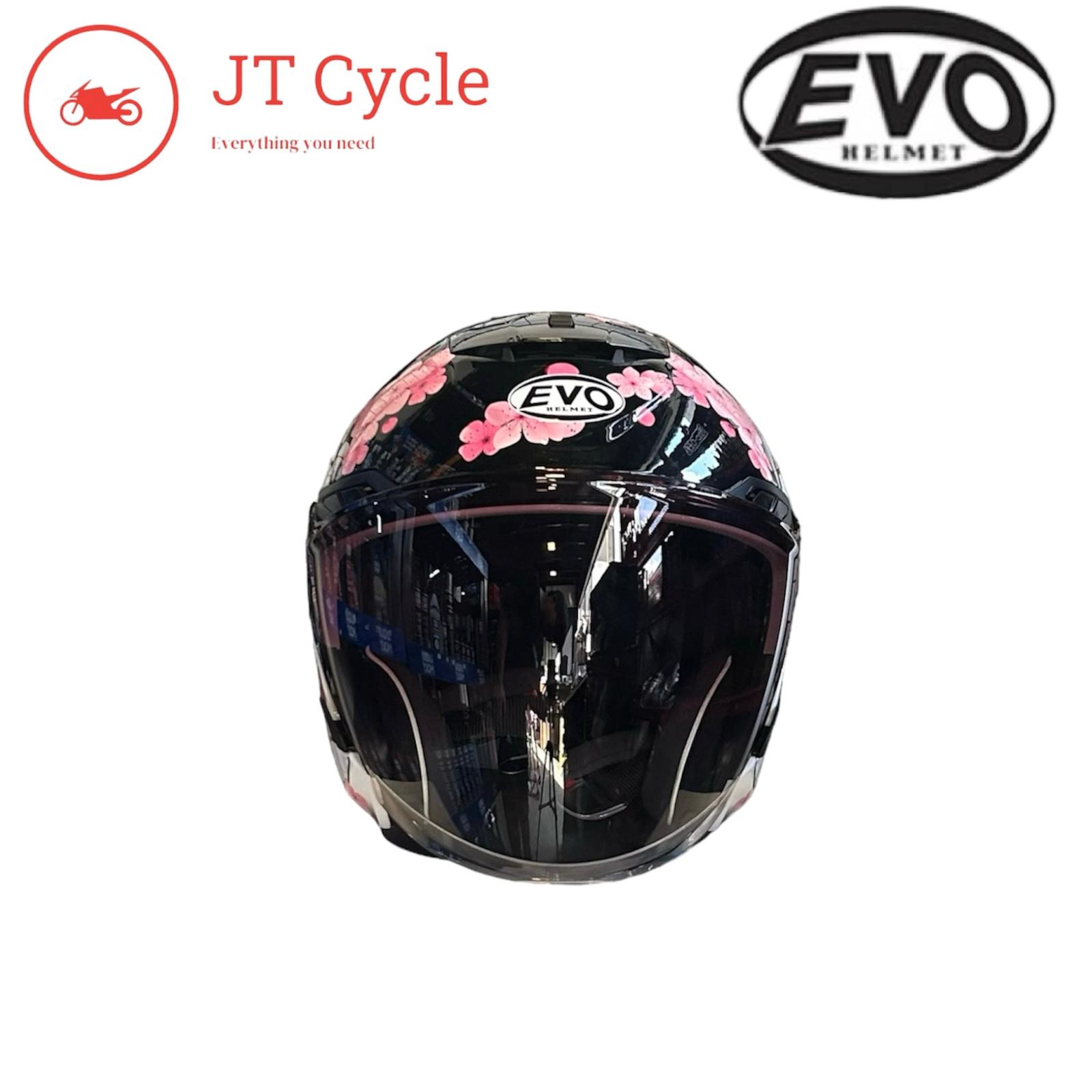 Evo RS9 Sakura Gloss Black White PSB Approved Open Face Helmet