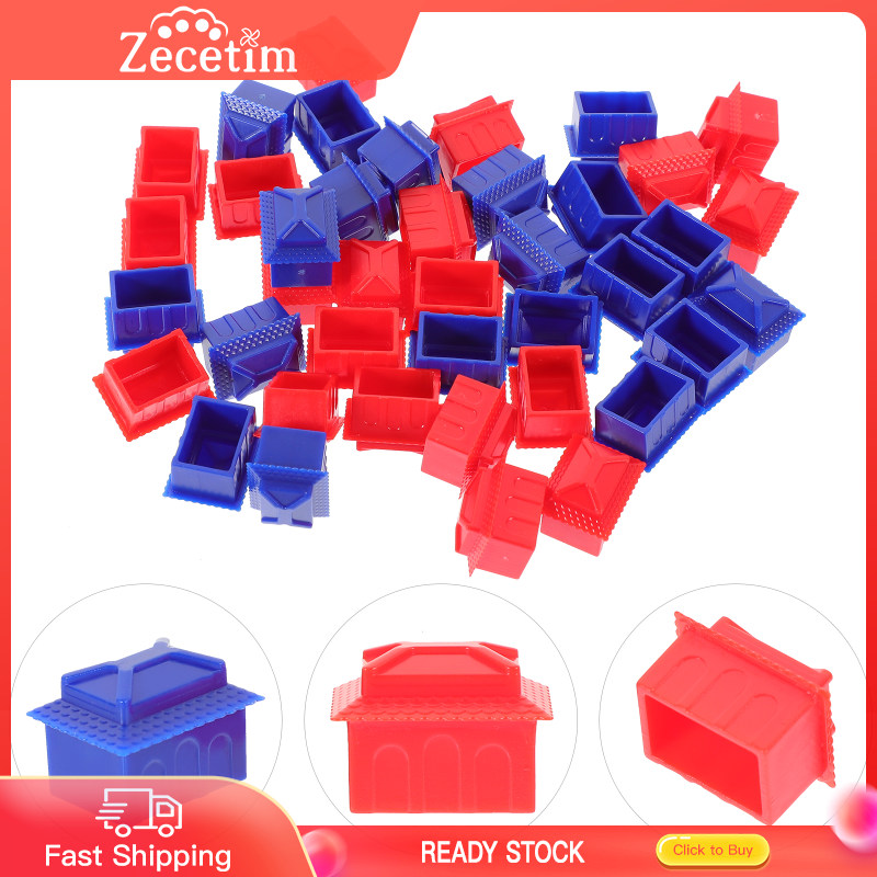 Zecetim 40 Pcs Chess Pieces Miniature Town Buildings Tiny House Table Runners Board Game Accessories