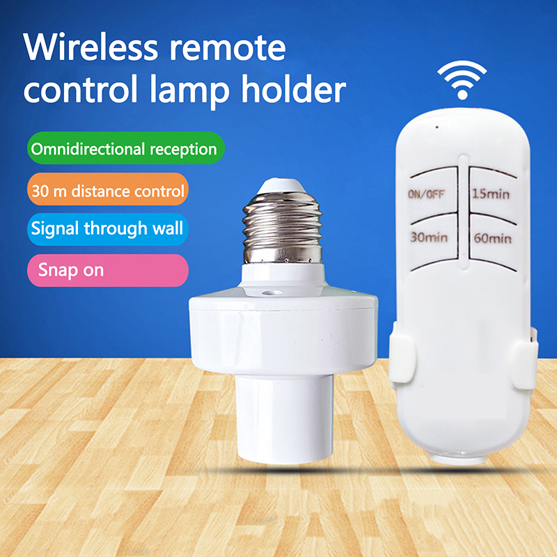 【Free-delivery】 E27 Smart Remote Control Light Switch LED Lamp Timer Holder Bulb Base Socket On/Off 30M Range For Ceiling Chandelier