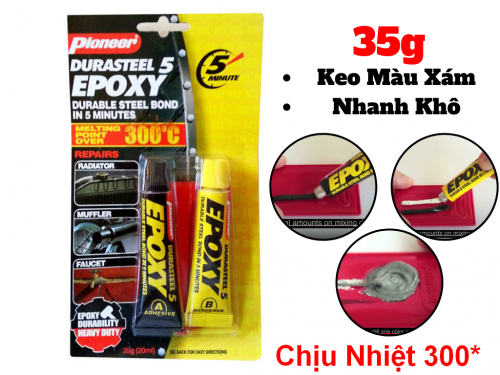 Keo ab đa năng dán kim loại pioneer durasteel five minute epoxy 35g