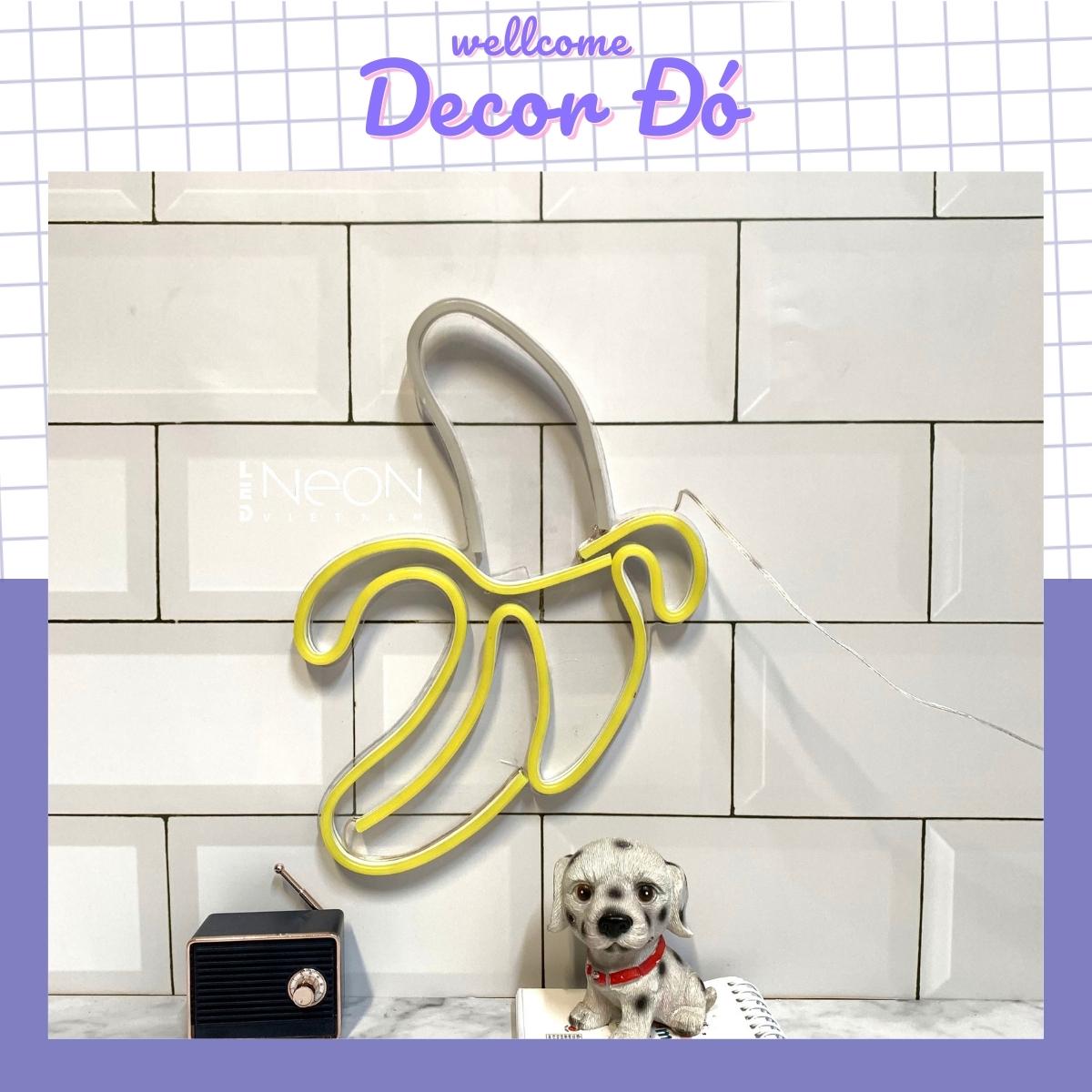 Đèn Neon , Quả Chuối , Size 28x21cm , tặng Miếng Dán , tặng ADAPTER , tặng 1,5m Dây Điện Tàng Hình