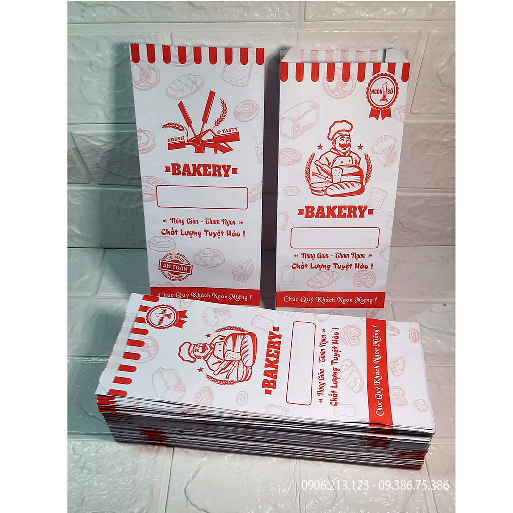 Túi Giấy Đựng Bánh Mì ( Bao Giấy đựng Bánh Mì ) 100 Cái in sẵn
