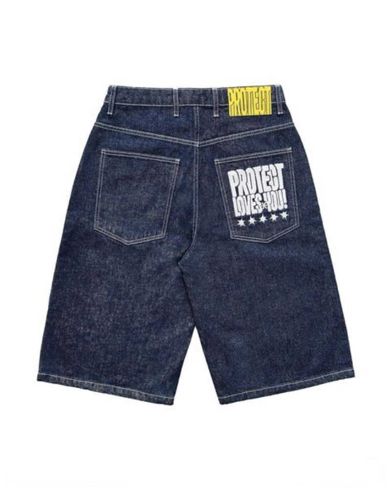 Ready Stock-Y2k Shorts for Men Loose Casual Straight Jean Shorts