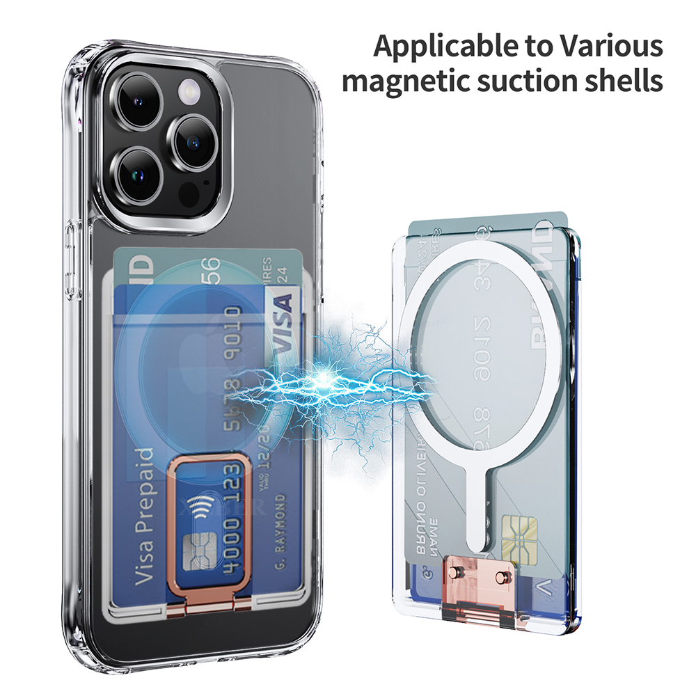 Transparent Wallet Magnetic For Magsafe Metal Ring Holder Case For iPhone 15 14 Pro Max 12 13 Card Slot Holder Phone Bag Cover. 