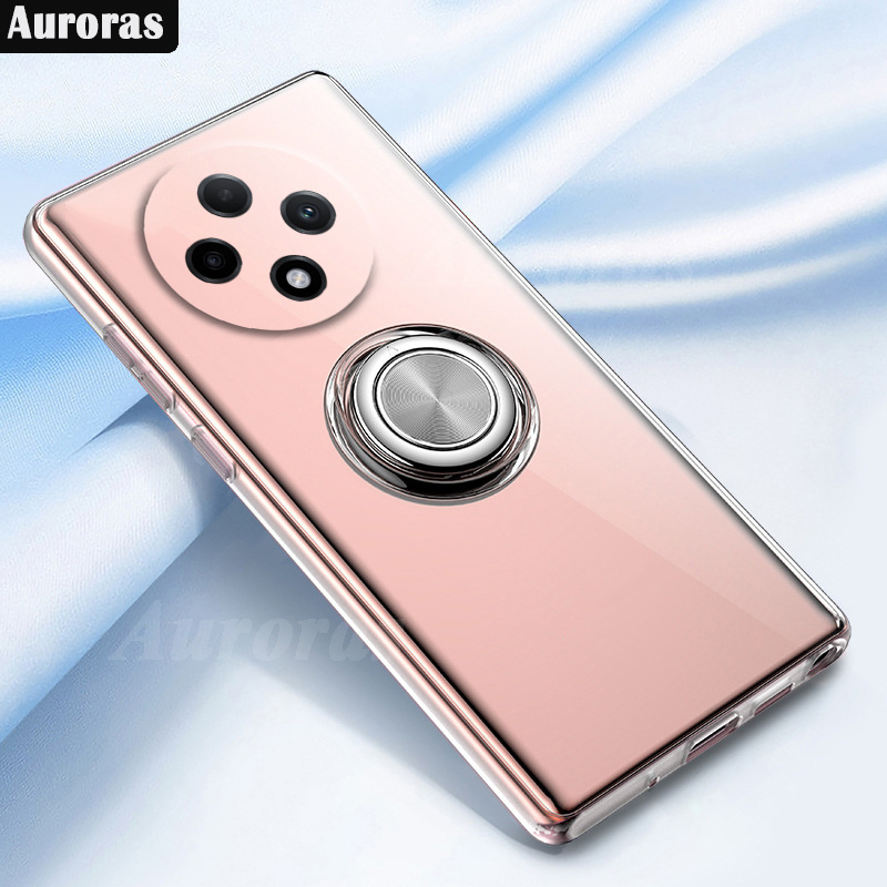 For OPPO F27 Pro Phone Case Ring Ultra Thin HD Clear Transparent Car Kickstand Bracket Soft Air Cushion Armor Cover for OPPO F27 Pro+ Cover Casing HP.