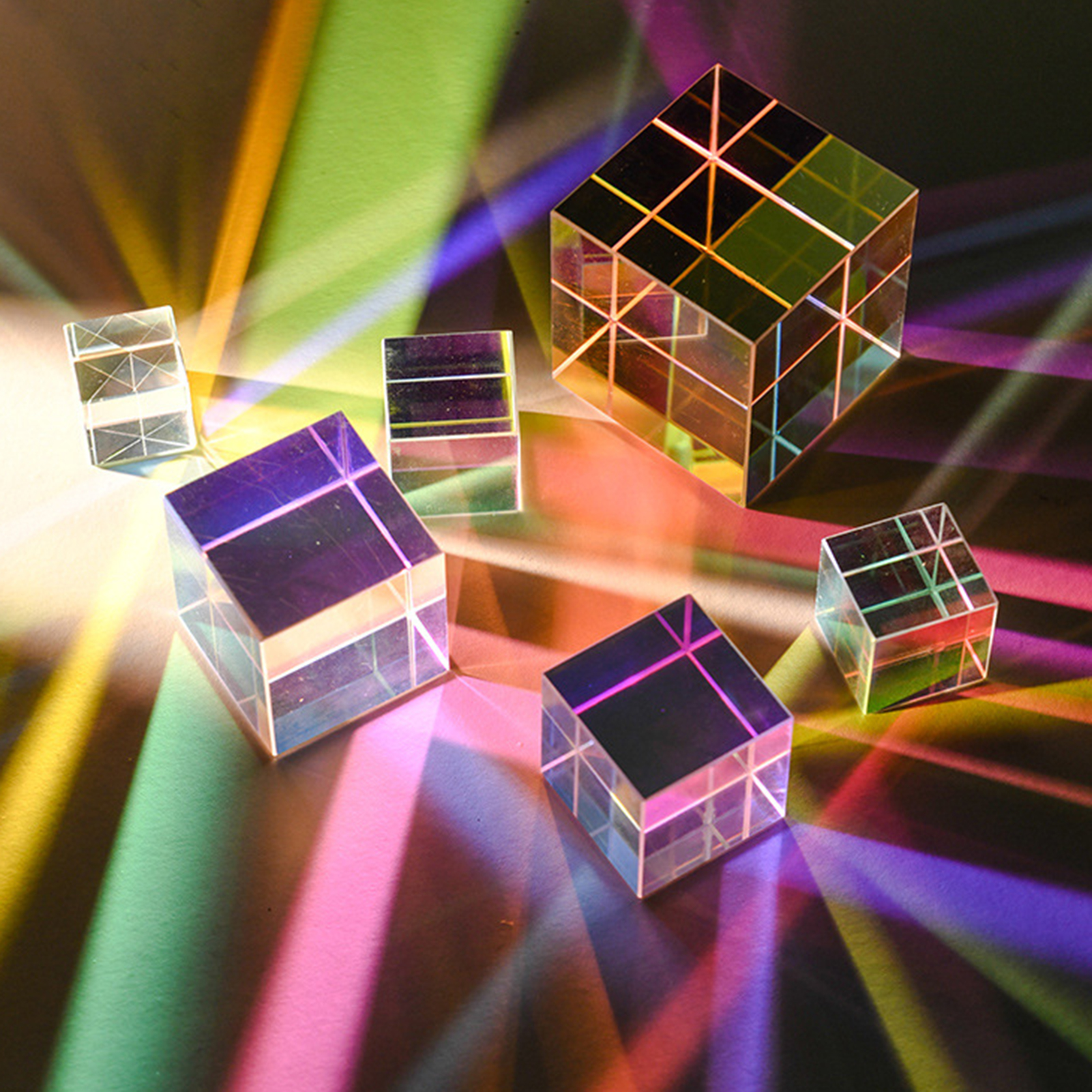WISTIC Optical Prism Cube Dispersion Cube Portable White Crystal Prism Cube for Kaleidoscopic Fun Optical Color Dispersion Sun Catcher for Entertainment Ideal