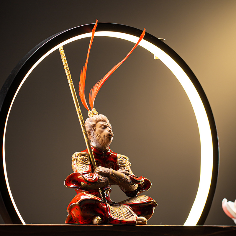 Tượng Tôn ngộ không Độc Cô Đầu Bại - Đấu Chiến Thắng Phật gốm tử sa - Trang gốm trang trí tiểu cảnh bàn trà quà tặng cao cấp