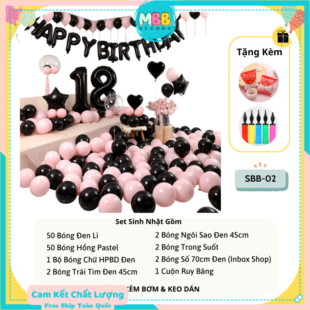 Tổng hợp set bóng sinh nhật đầy đủ nhiều mẫu cho người lớn - set bóng trang trí sinh nhật tại nhà mbbdecor