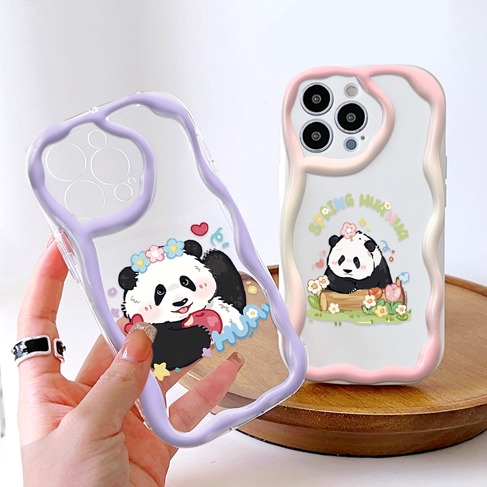 YYDS for Vivo Y28 4G Back Cover Cute Panda Case Soft Texture Wavy Edge Silicone Mobile Cover. 
