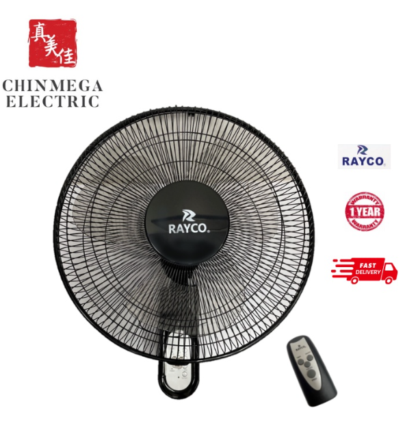 RAYCO 16" Wall Fan RWFR3116R (With Remote control + Buttons on the fan