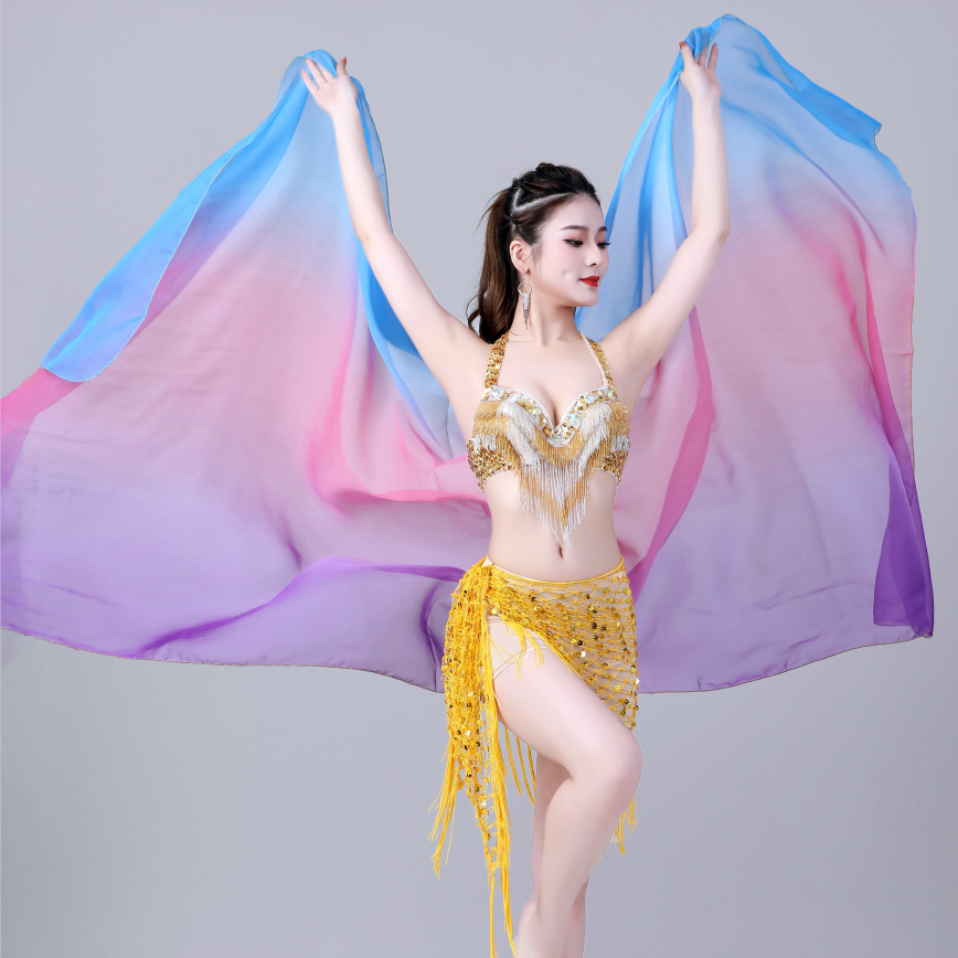 Belly Dance Gradient Color Opening Dance Color Large Size Hand Throwing Yarn Dance Accessories Performance Scarf