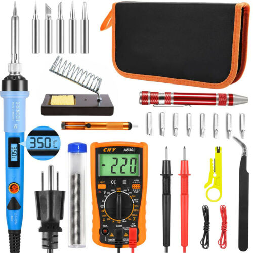 2023 NEW S6-A9 Solder Set 24-in-1 Portable 80W Soldering Iron Set Digital LCD Soldering Iron Kit Electric Soldering Iron with On-Off Switch Desoldering Pump Soldering Iron Station Soldering Iron Tools