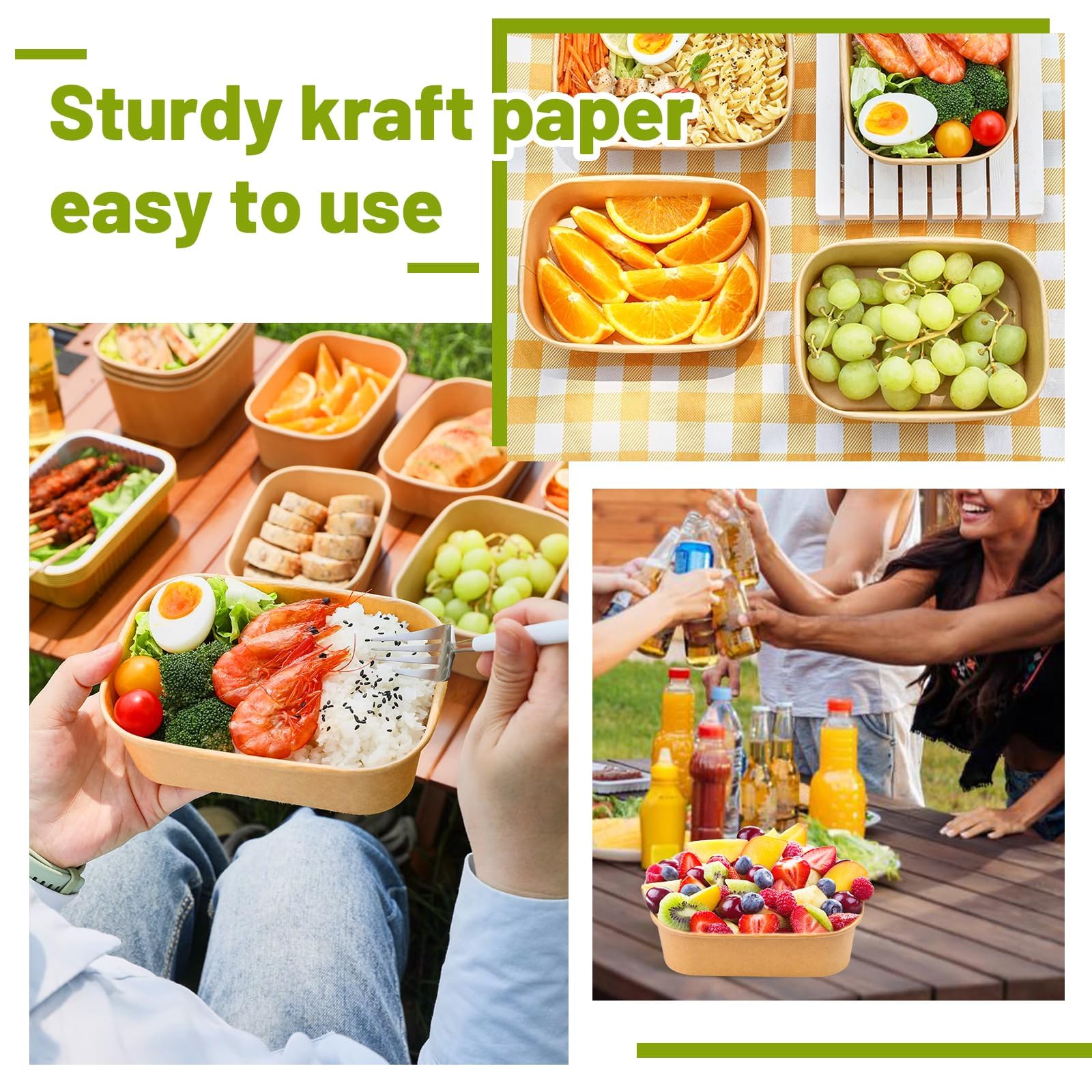 25pcs/Set Lunch Box Kraft Paper Square Fast Food Packaging Box Paper ...