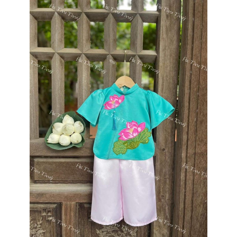 set bộ đồ lam cho bé gái