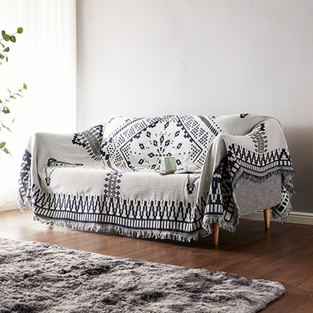 Reversible Throw Blanket with Tassel Soft Sofa Blankets