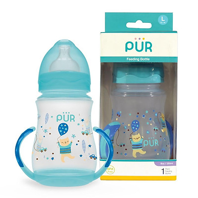 Bình sữa cổ rộng có quai phía đáy Pur 250ml