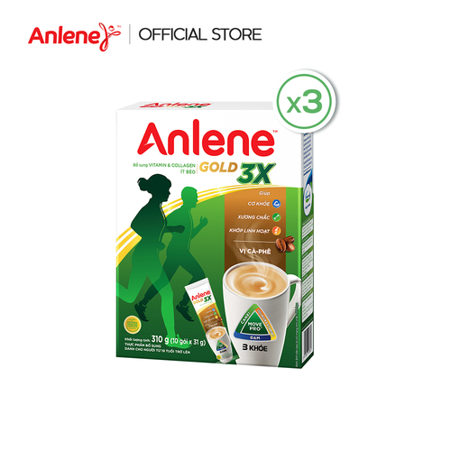 [Date 10.2023] Sữa Bột Anlene Gold 3X Vị Cà Phê 10x31g