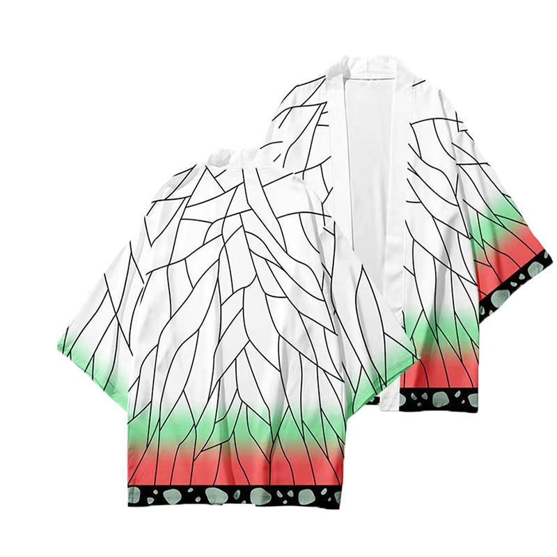 Anime Halloween Costume Demon Slayer Kimetsu No Yaiba Haori Kimono Agatsuma Zenitsu Kochou Shinobu Cosplay Cloak Anime Clothes