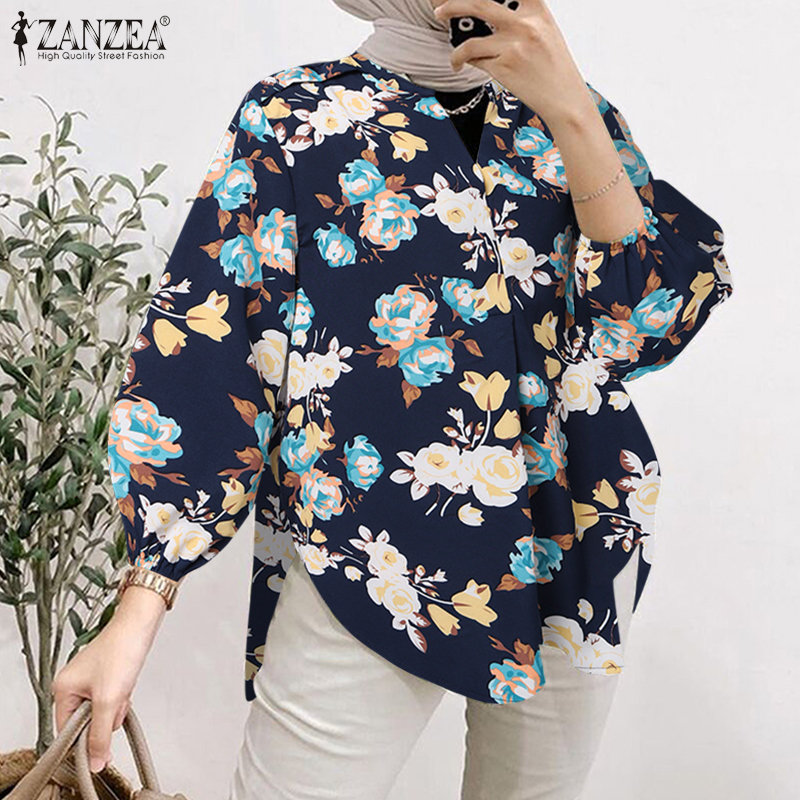 MC Vogue Polyester Floral Printed Women Muslimah Blouse, Women's Fashion,  Muslimah Fashion, Tops on Carousell