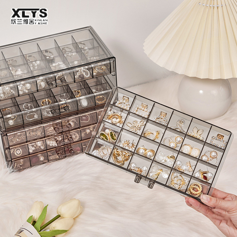 Storage box Large capacity Drawer type Makeup storage box Light luxury Jewelry case Dust prevention Desktop organizer transparent Jewelry storage box